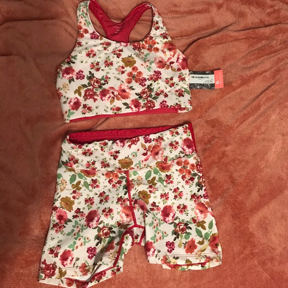 Oiselle June Bloom Shorts and Bra set